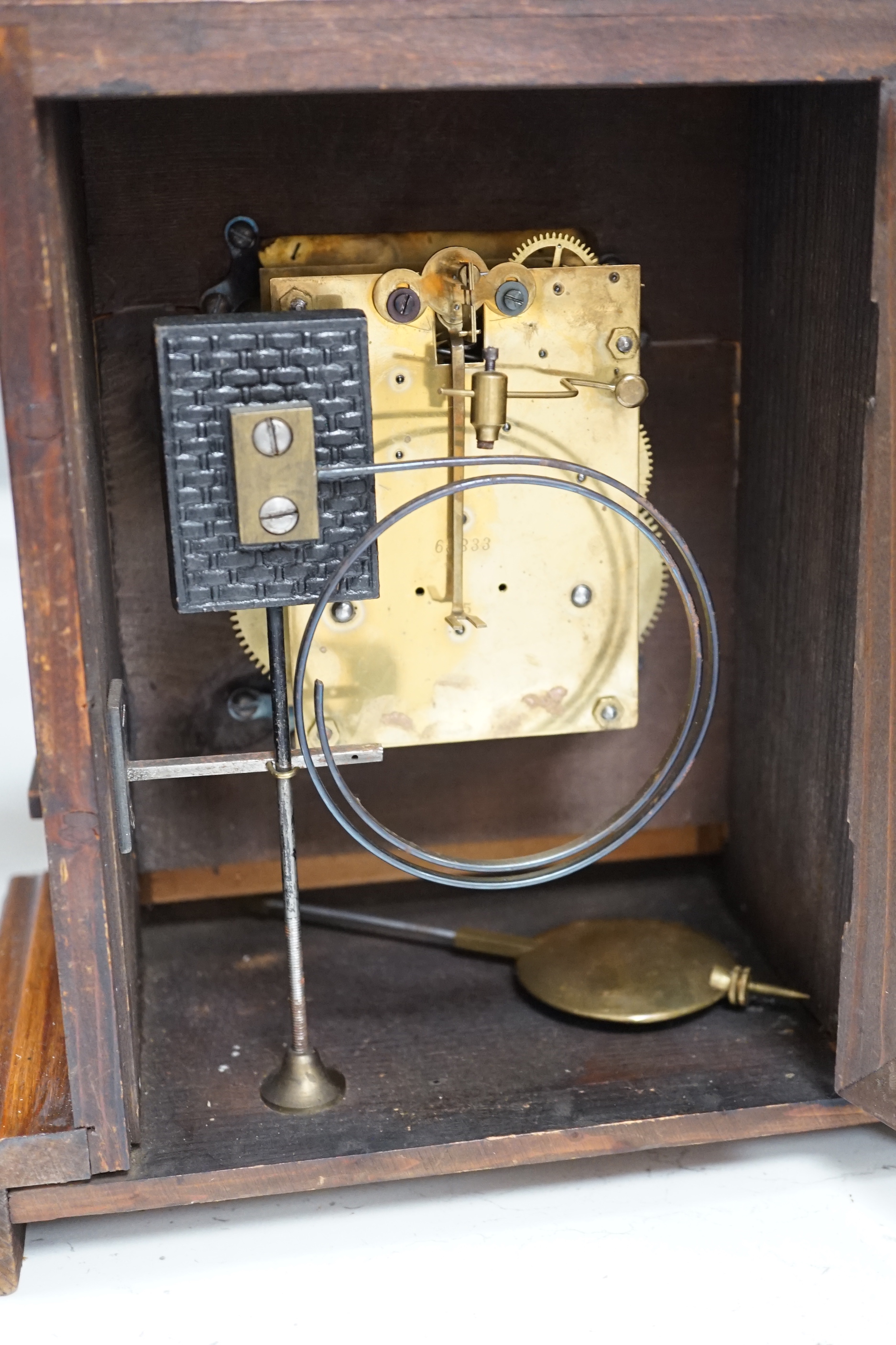 Three late 19th century mantel clocks, tallest 35cm